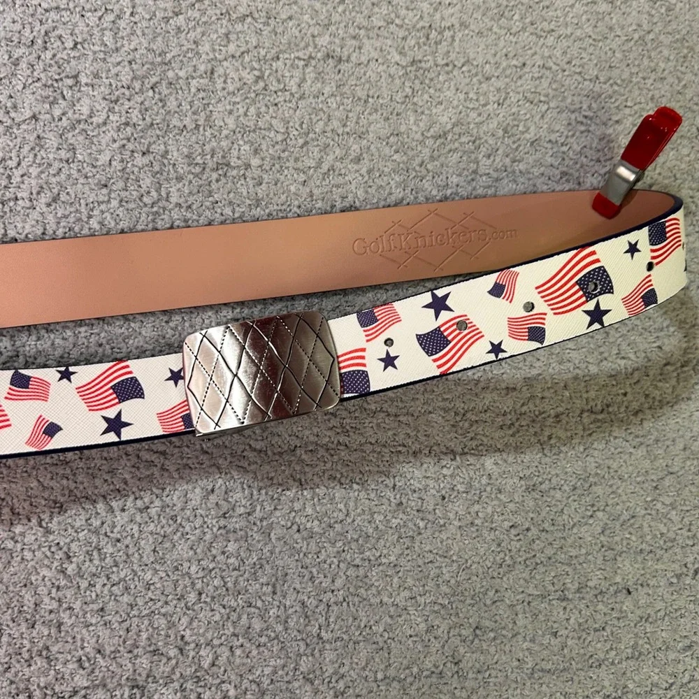 GolfKnickers‎ Golf Belt 4th Of July USA Flag OS White Patriotic Americana Preppy